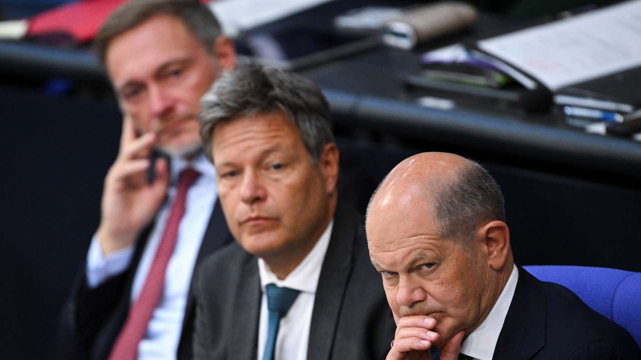 German Chancellor Scholz addresses parliament about current security issues in Berlin