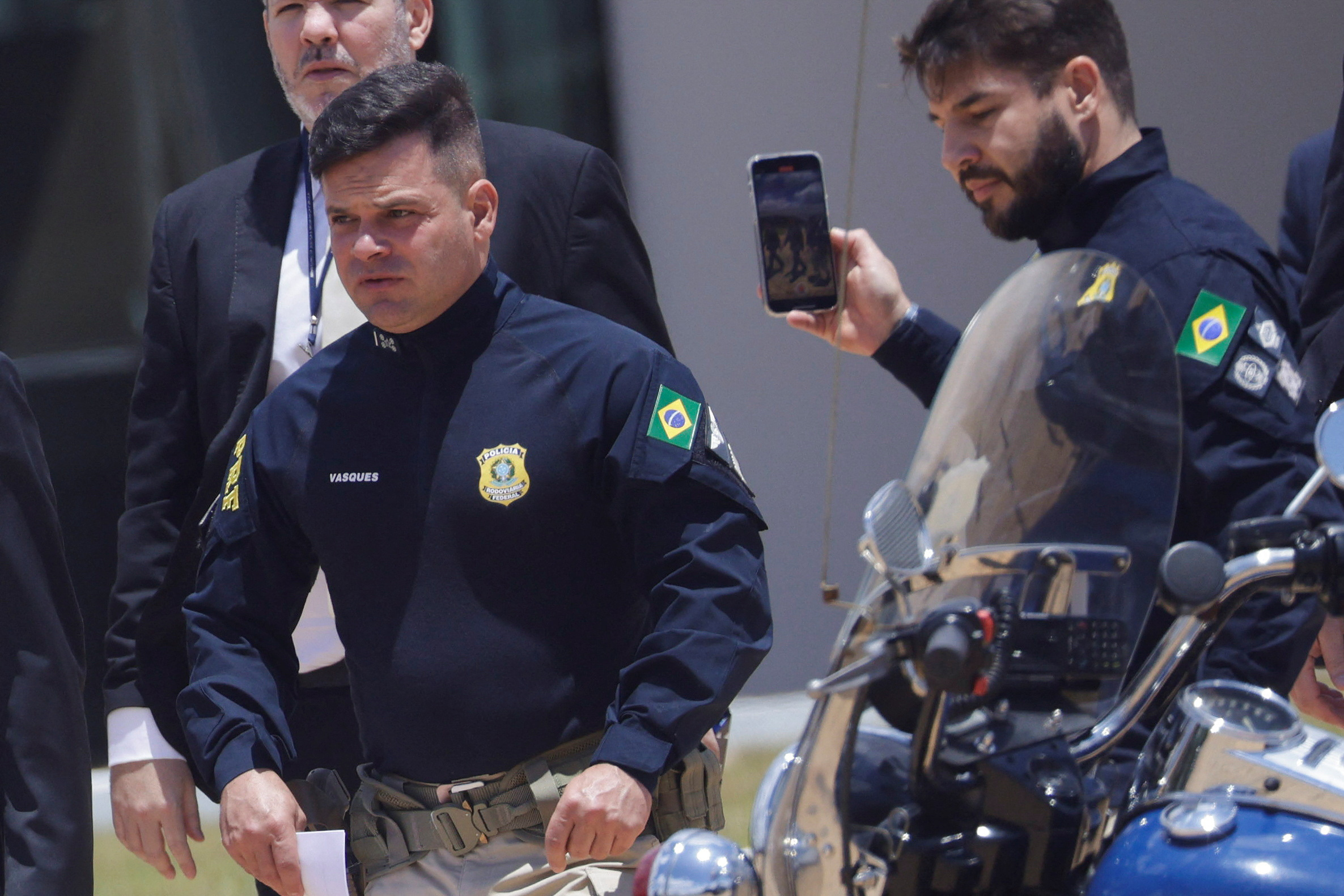 Director of Federal Highway Police, Silvinei Vasques walks before a press conference at the Headquarters of the Federal Highway Police, in Brasilia