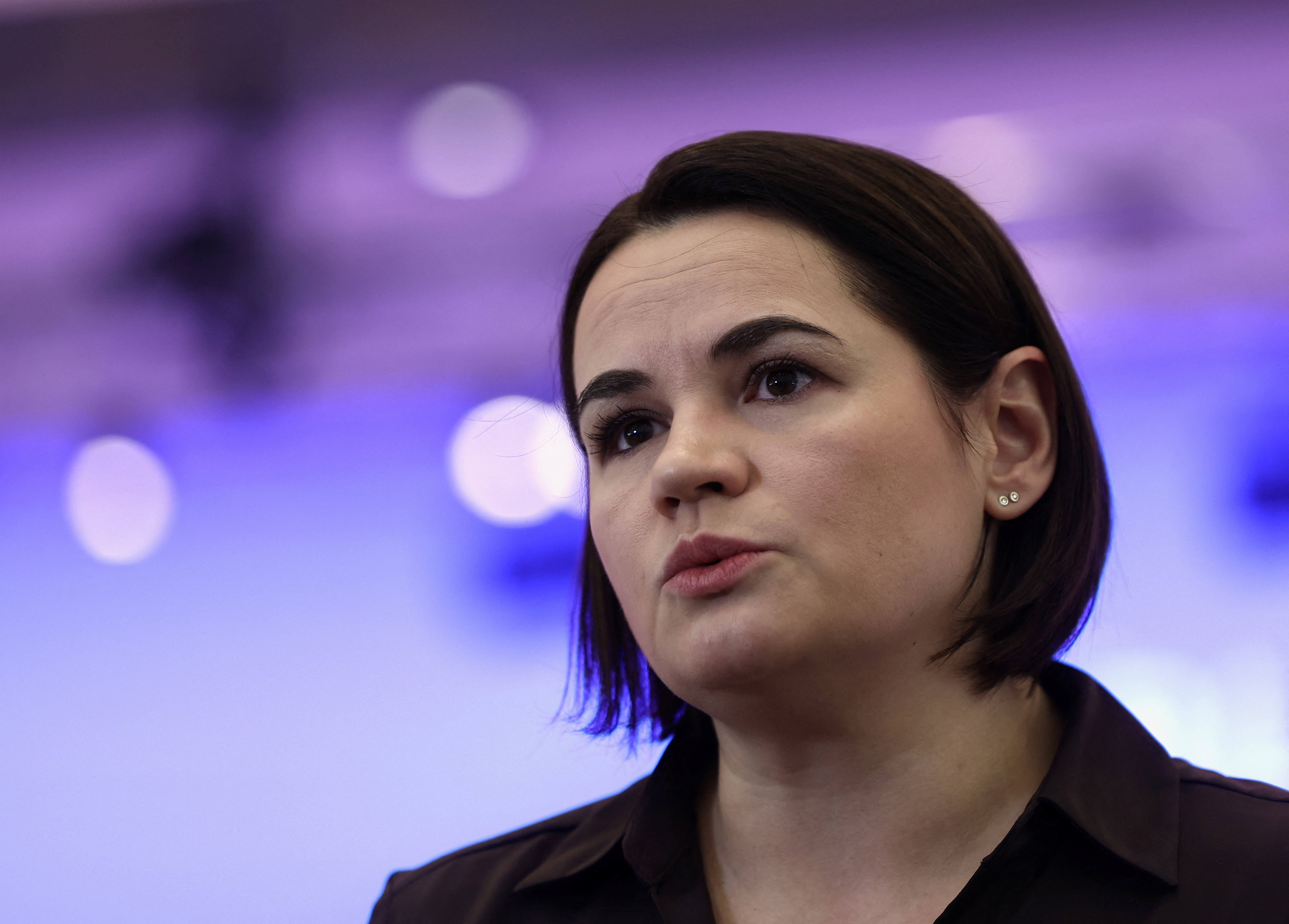 Exiled Belarusian opposition leader Sviatlana Tsikhanouskaya at the WEF in Davos