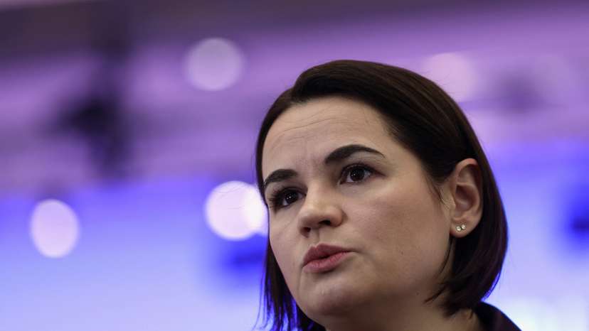 Exiled Belarusian opposition leader Sviatlana Tsikhanouskaya at the WEF in Davos