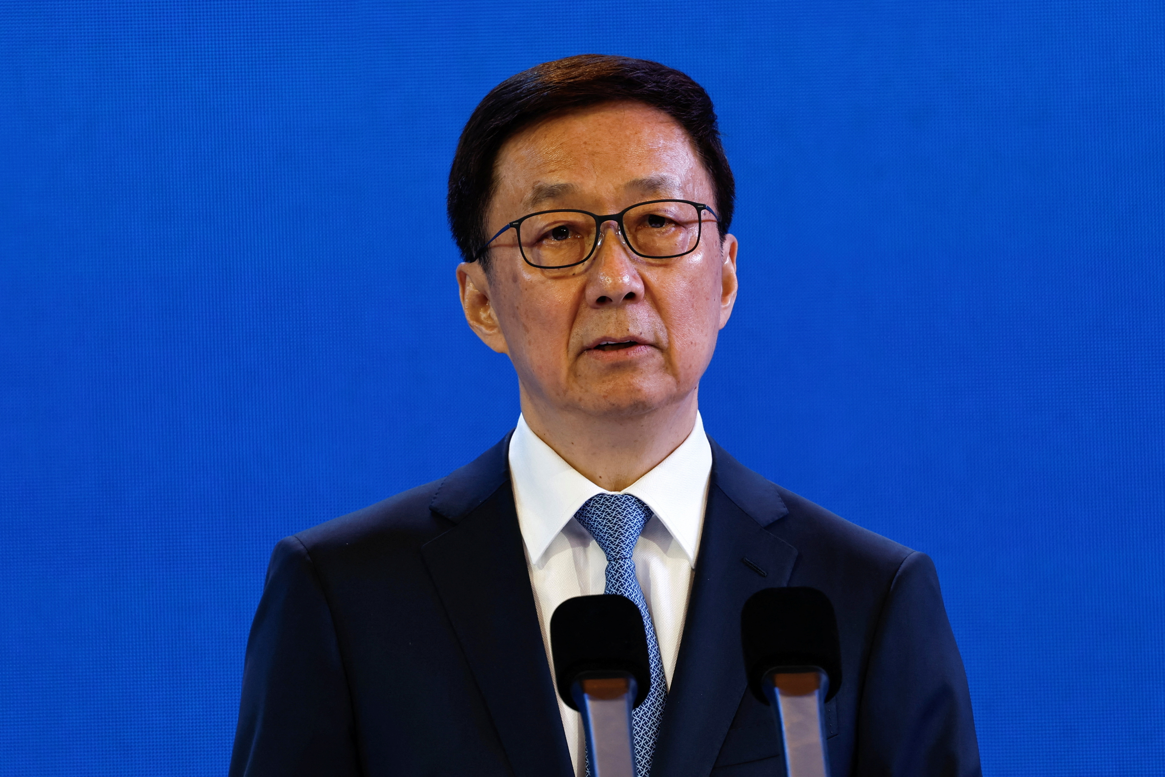 Chinese Vice President Han Zheng speaks at the Invest in China Summit 2024, in Beijing