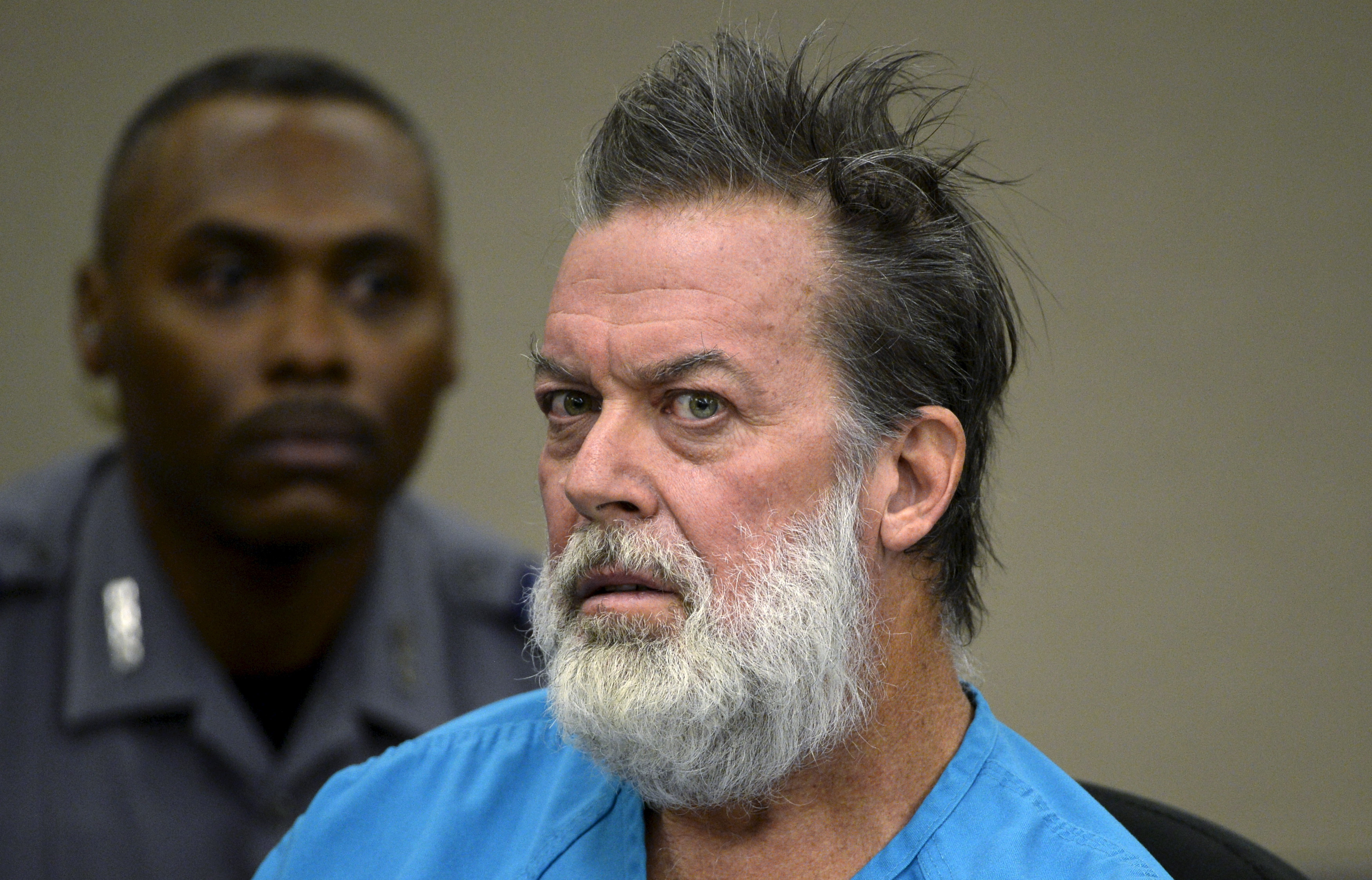 Robert Lewis Dear, accused of shooting three people to death and wounding nine others at a Planned Parenthood clinic in Colorado last month, attends his hearing at an El Paso County court in Colorado Springs