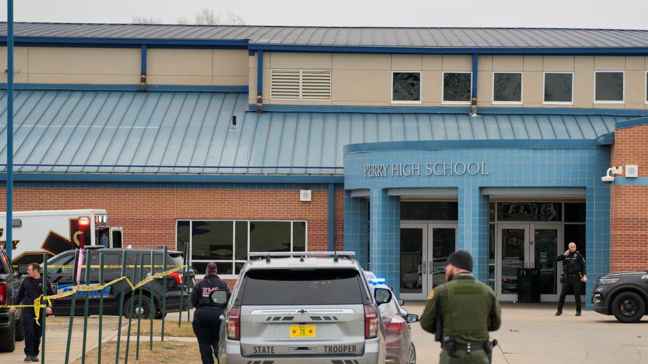 Aftermath of a shooting at Perry High School in Perry, Iowa