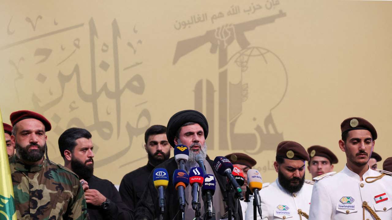 FILE PHOTO: Funeral of Mohammed Nasser, a senior commander of Hezbollah, in Beirut's southern suburbs