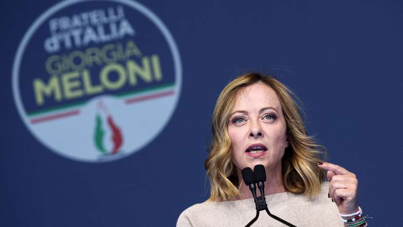 FILE PHOTO: Italian Prime Minister Giorgia Meloni holds final rally for European Parliament Elections in Rome