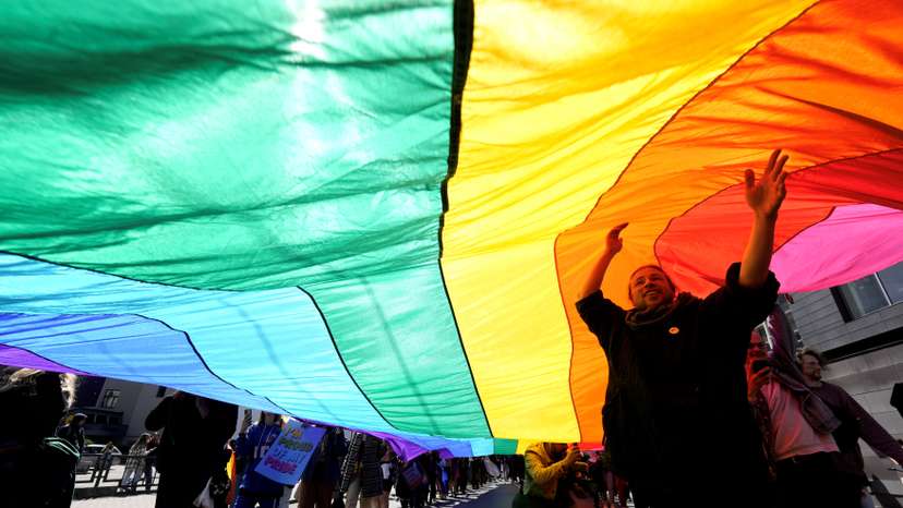 Thousands walk during Riga Pride 2023 parade in Riga