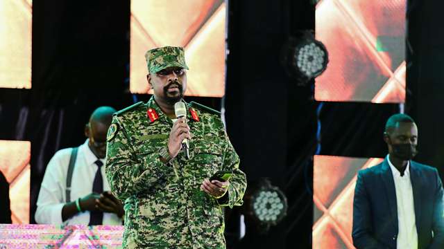 Lt. General Kainerugaba speaks during his birthday party in Entebbe