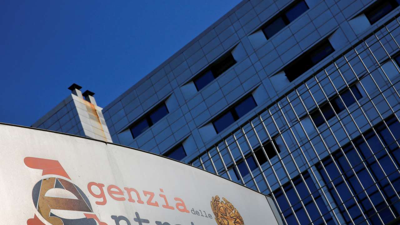 FILE PHOTO: The logo of the Italian Agency of Revenue is seen in Rome