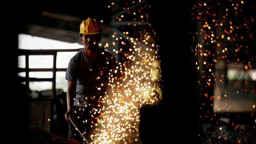FILE PHOTO: Steel production at a factory in Mandi Gobindgarh in India