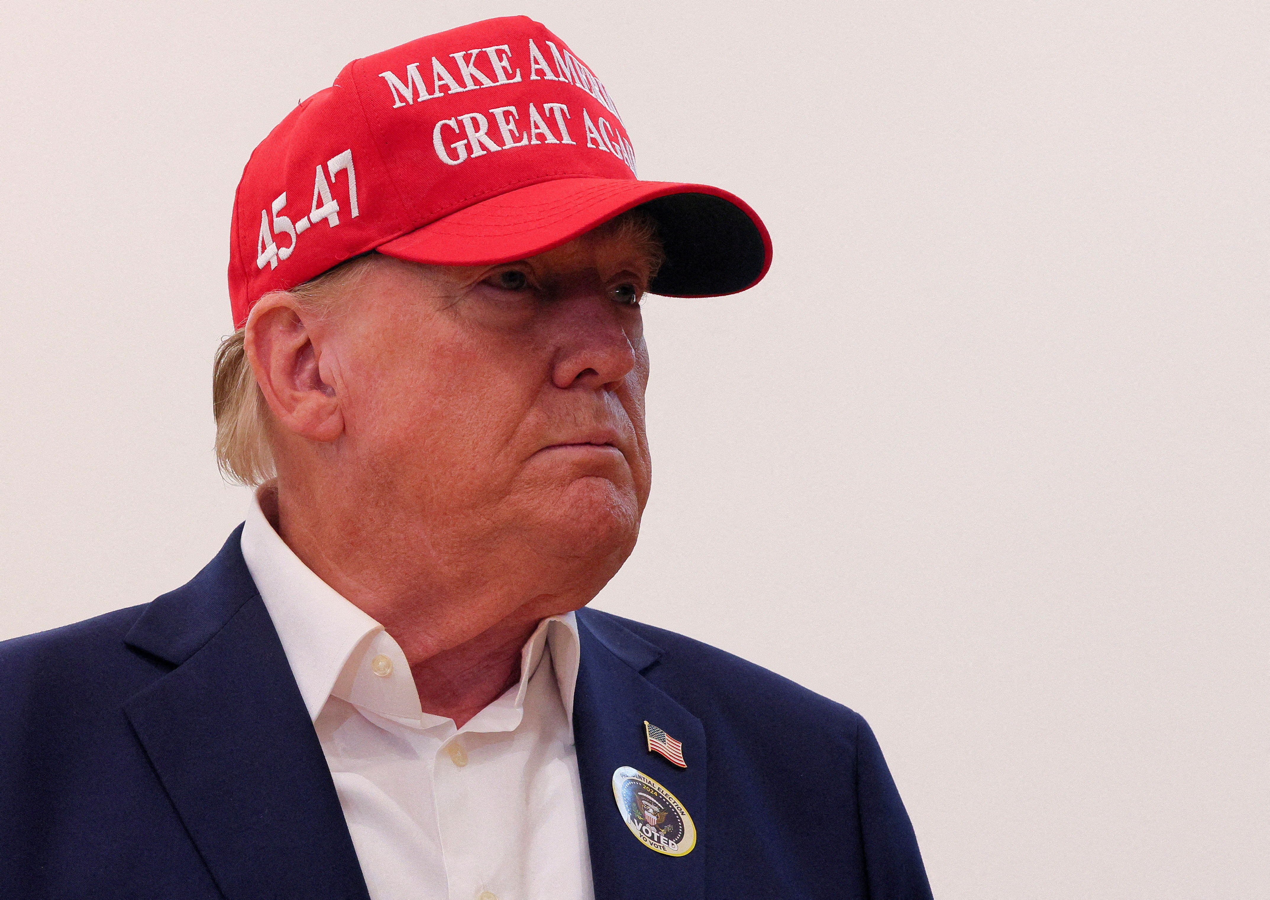 FILE PHOTO: Republican presidential nominee former U.S. President Donald Trump votes on Election Day in Palm Beach