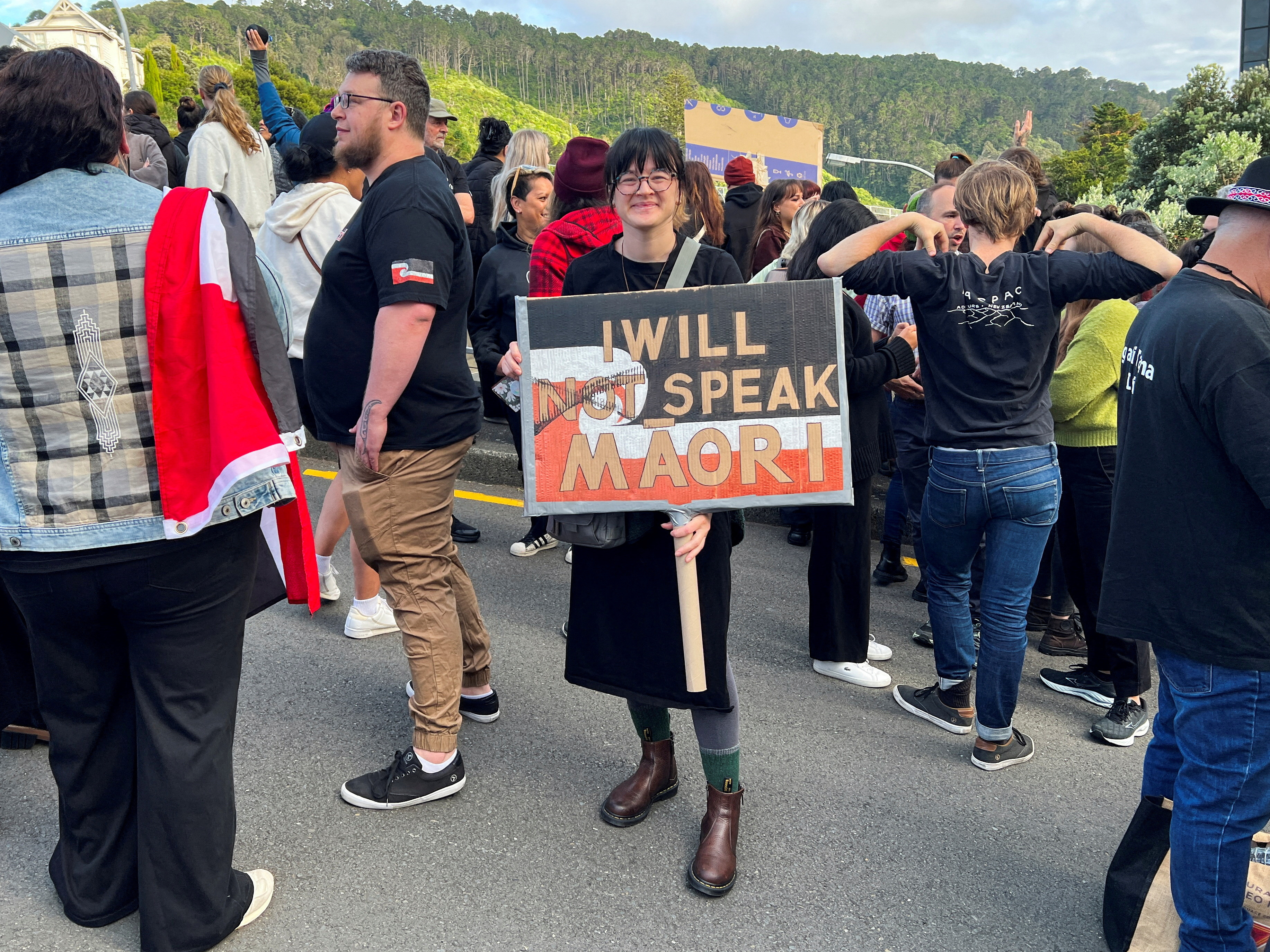 FILE PHOTO: Protest against the incoming government and its policies, in Wellington