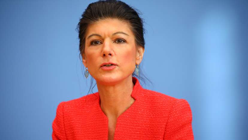 Sahra Wagenknecht addresses the media during the founding news conference of her new party in Berlin