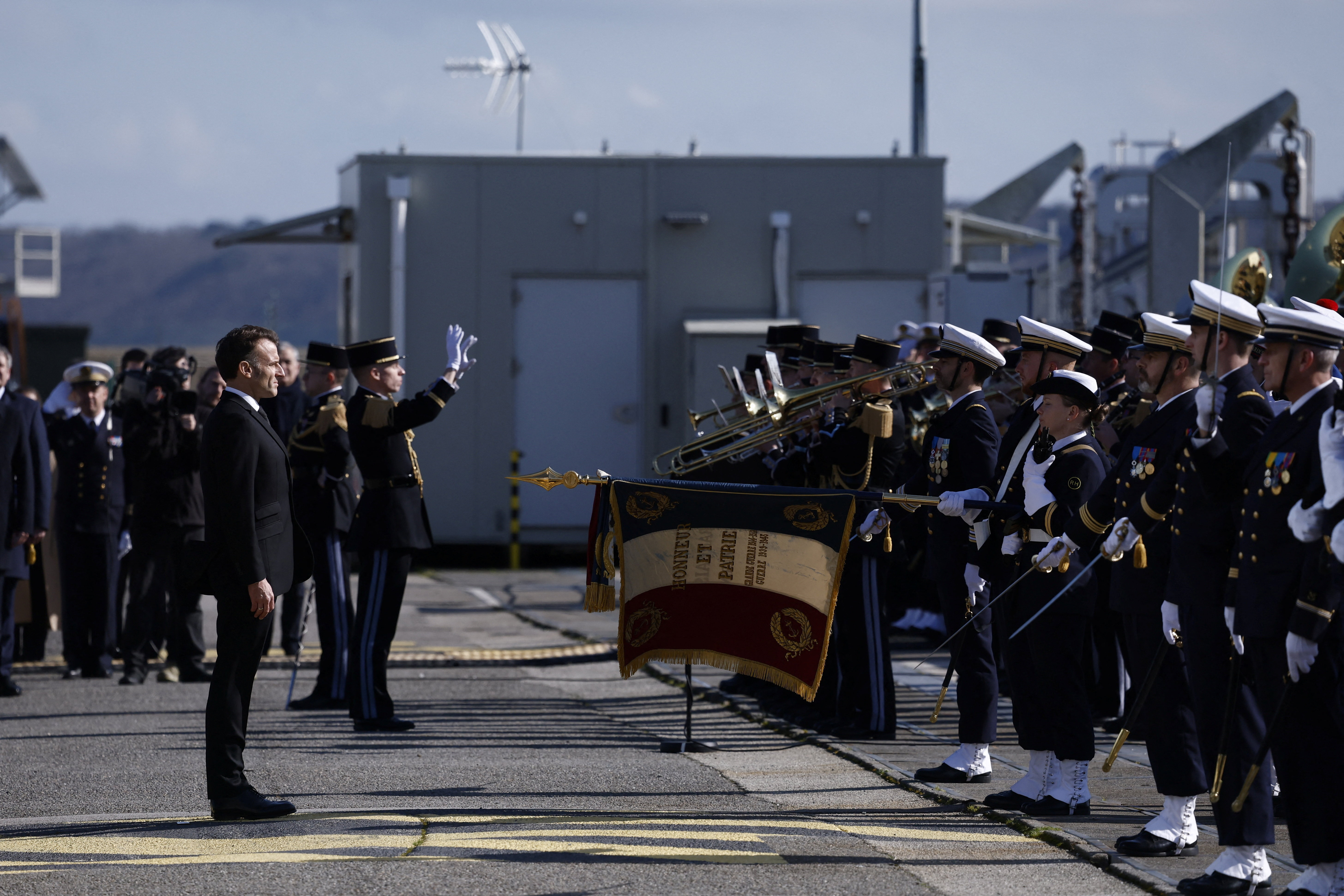 French President Macron visits nuclear submarine navy Base in Ile Longue