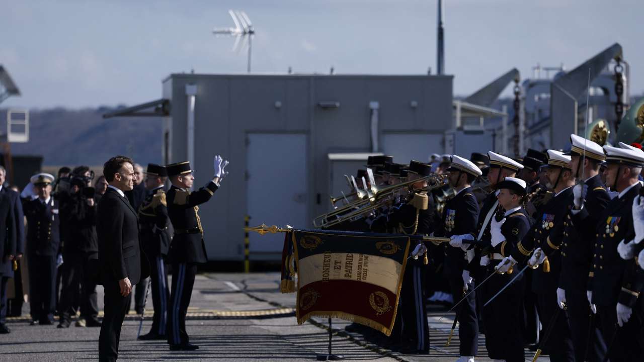 French President Macron visits nuclear submarine navy Base in Ile Longue