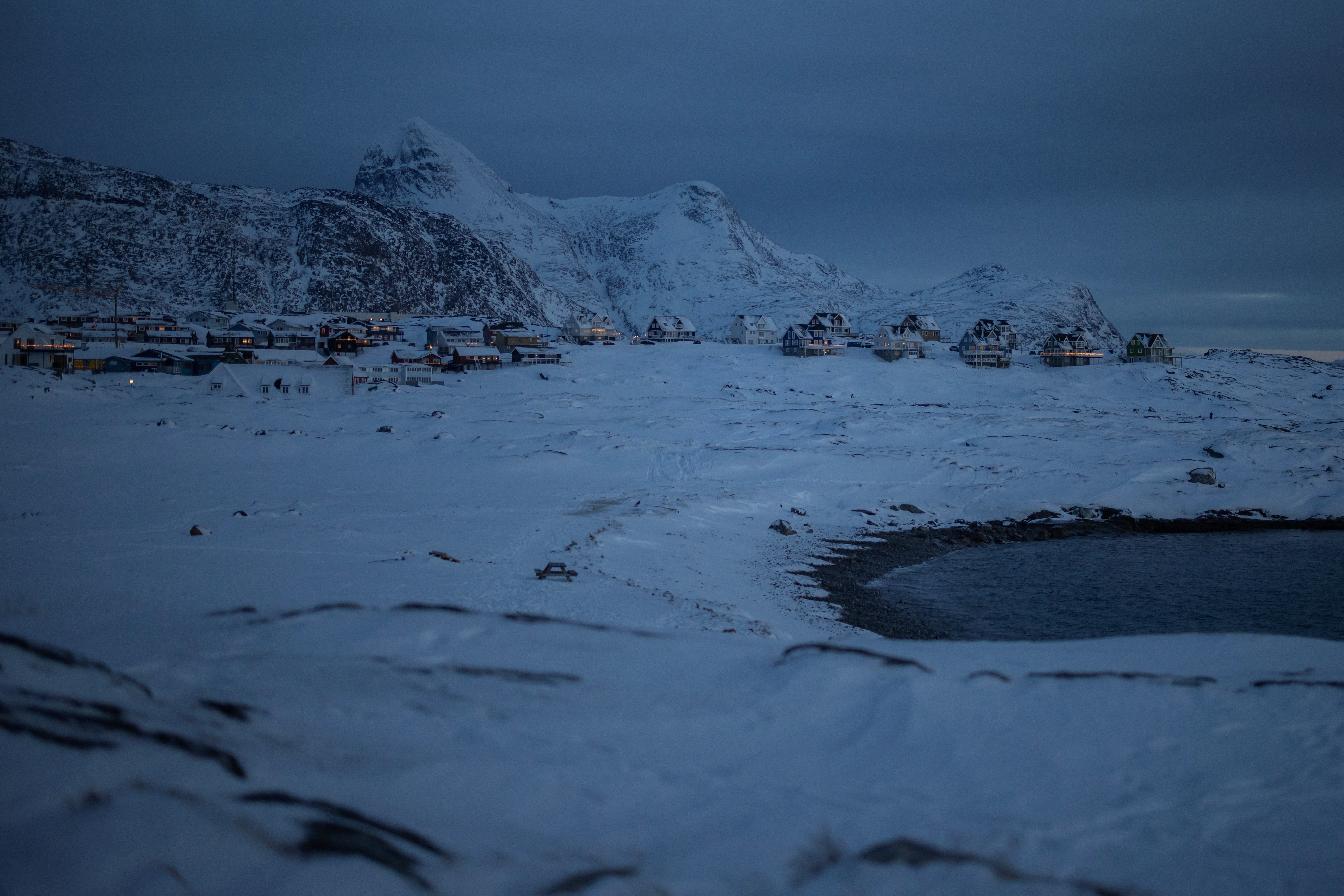 A view of houses in Nuuk on the day of the meeting between top U.S. officials and the foreign ministers of Denmark and Greenland, in Nuuk