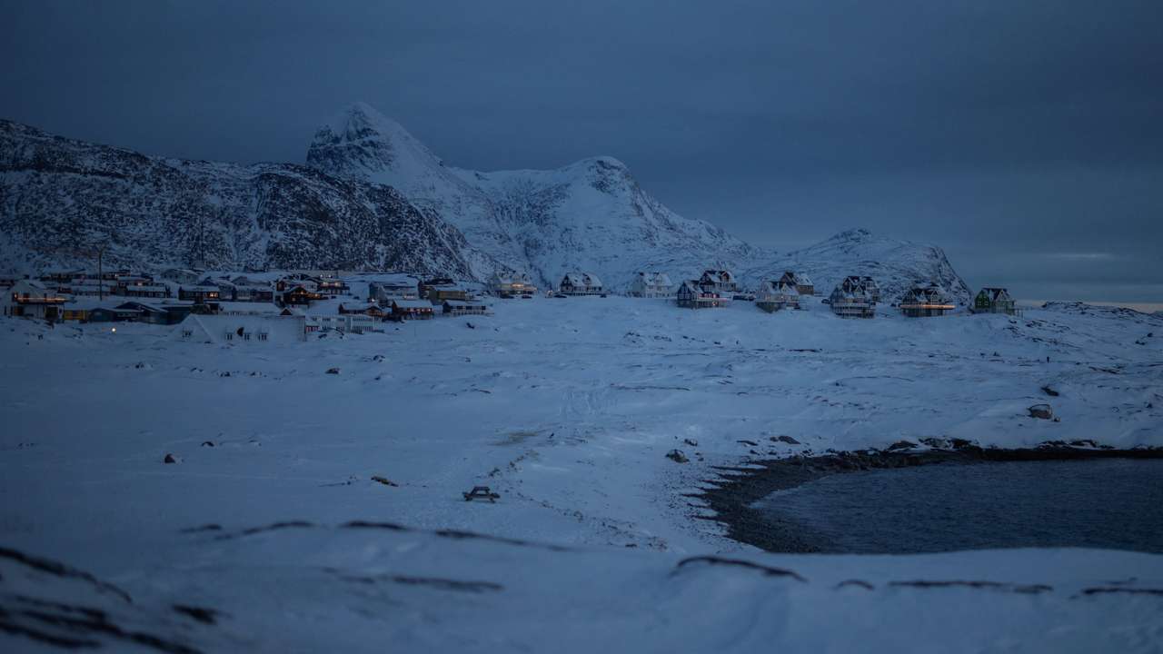 A view of houses in Nuuk on the day of the meeting between top U.S. officials and the foreign ministers of Denmark and Greenland, in Nuuk