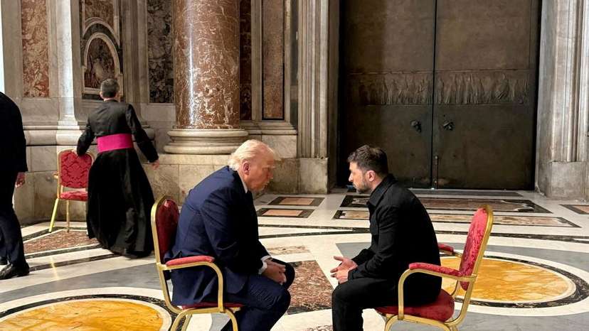 Ukraine's President Zelenskiy meeting U.S. President Trump at the Vatican