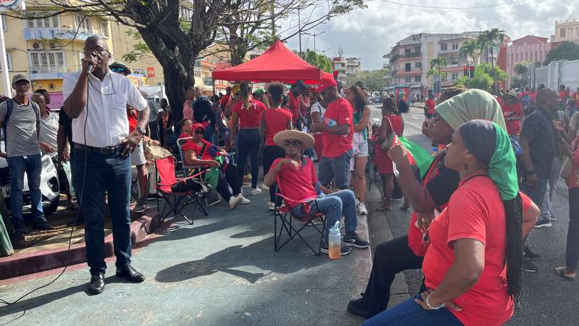 Protest during the trial of activist Rodrigue Petitot in Fort-de-France, Martinique