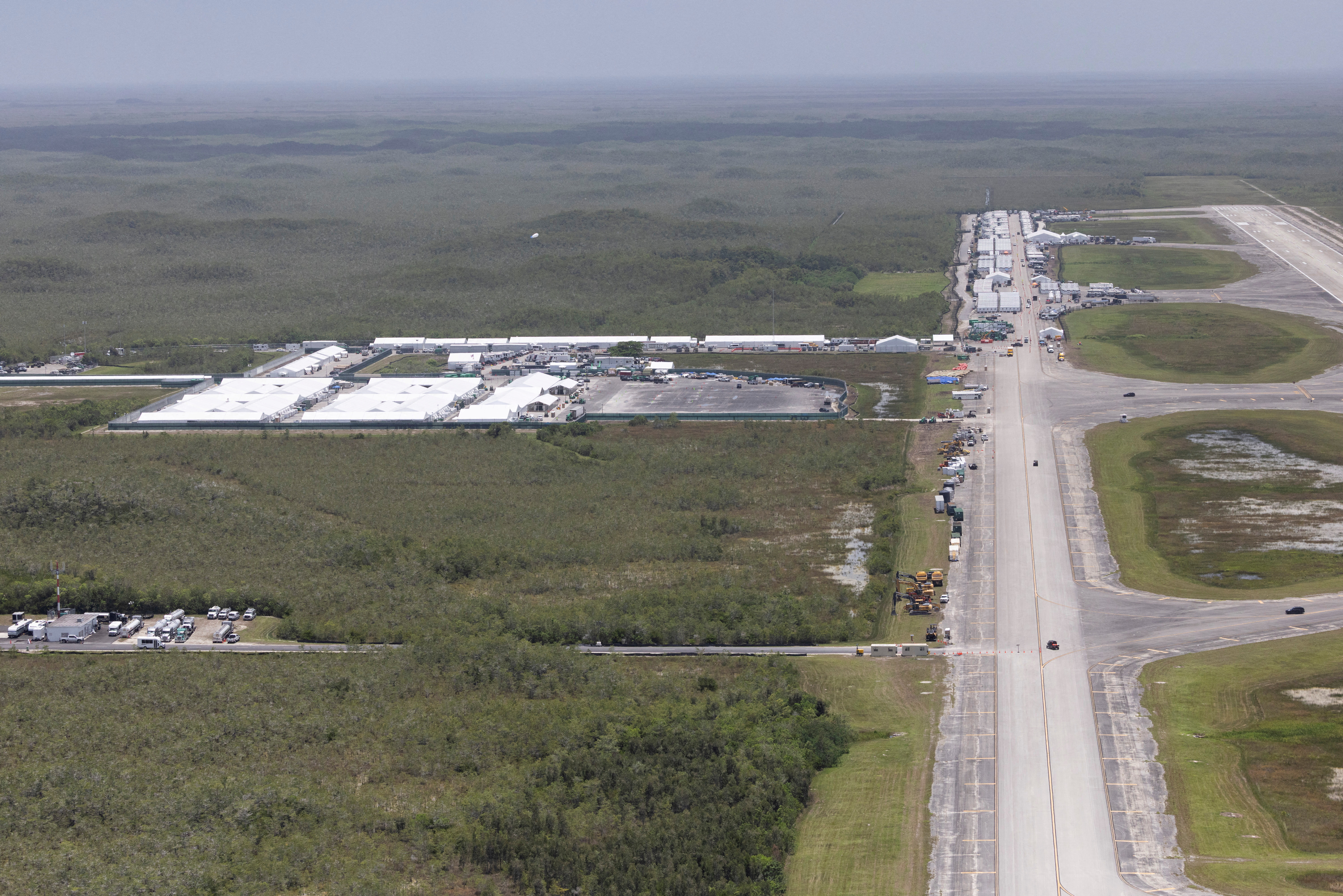 FILE PHOTO: An aerial view of "Alligator Alcatraz" ICE detention center in Ochopee
