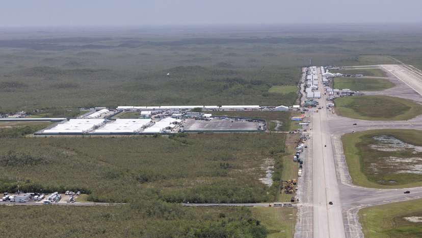 FILE PHOTO: An aerial view of "Alligator Alcatraz" ICE detention center in Ochopee