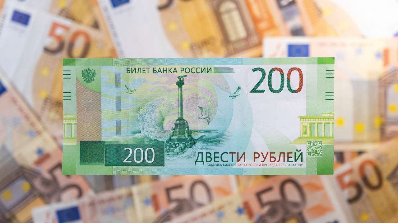 FILE PHOTO: Illustration shows Russian rouble and Euro banknotes
