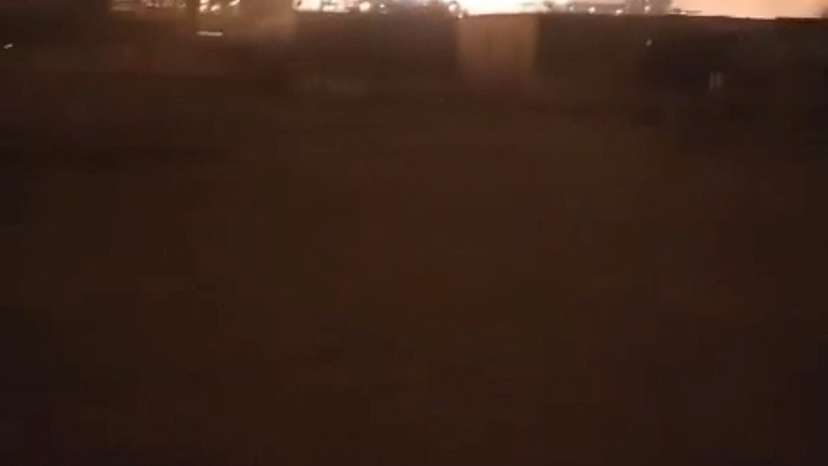 A fire triggered by Ukrainian drone strikes, according the local authorities, burns at a gas processing plant, amid the Russia-Ukraine conflict, in the Astrakhan region