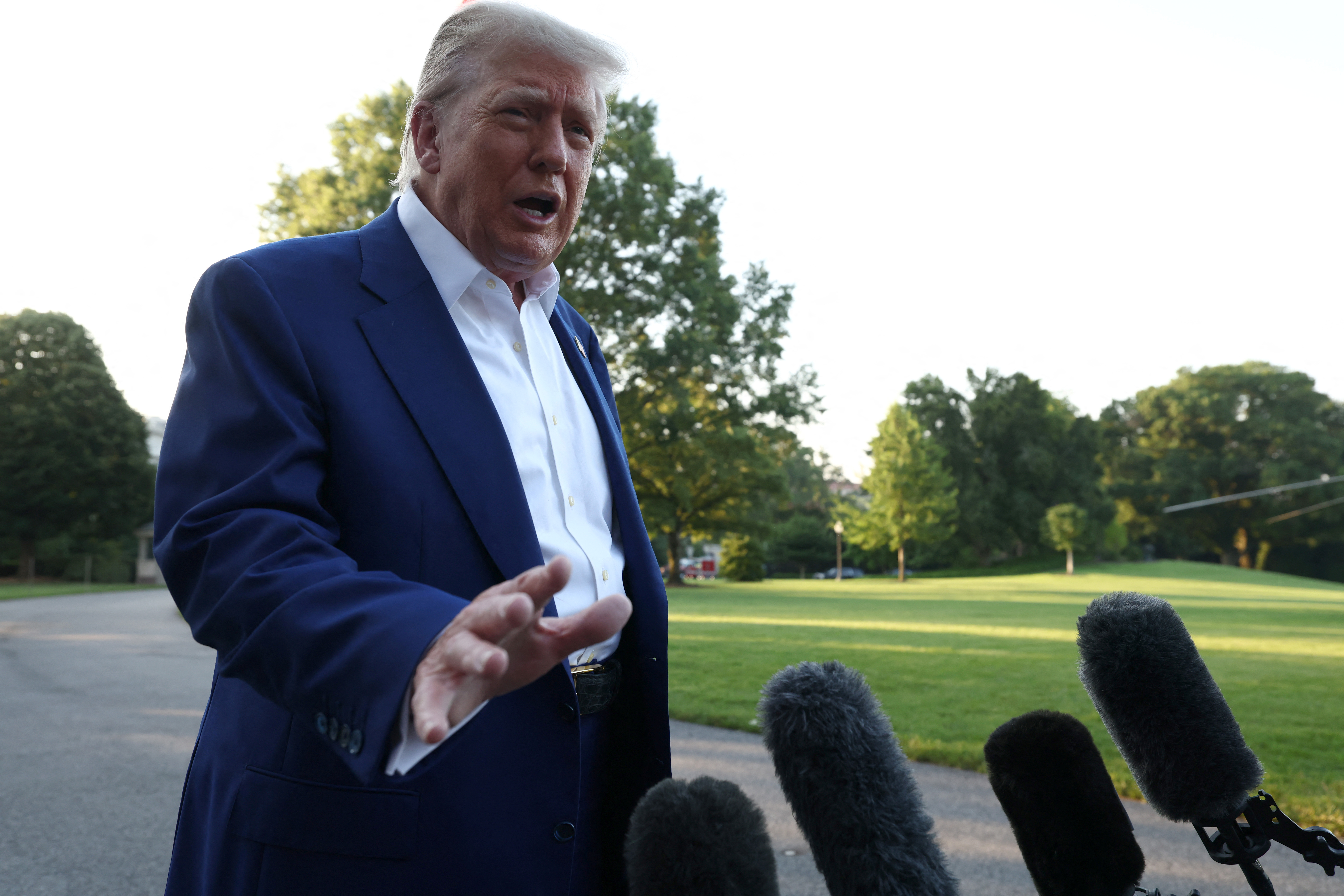 U.S. President Trump departs to attend the NATO Summit in The Hague, at the White House in Washington, D.C.