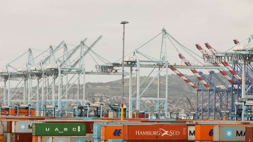 Shipping containers at the port of Los Angeles