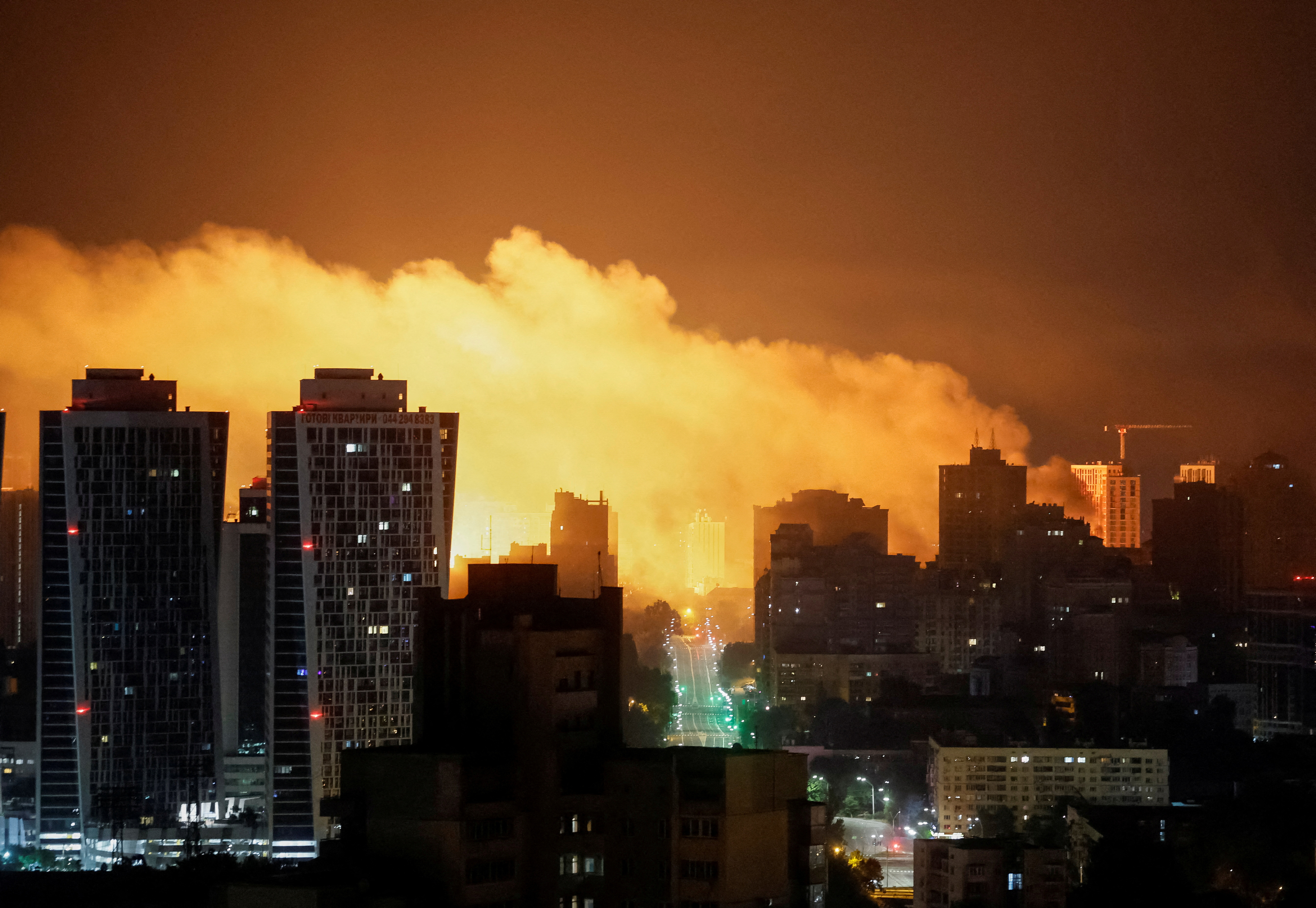 FILE PHOTO: Russian drone and missile strike in Kyiv