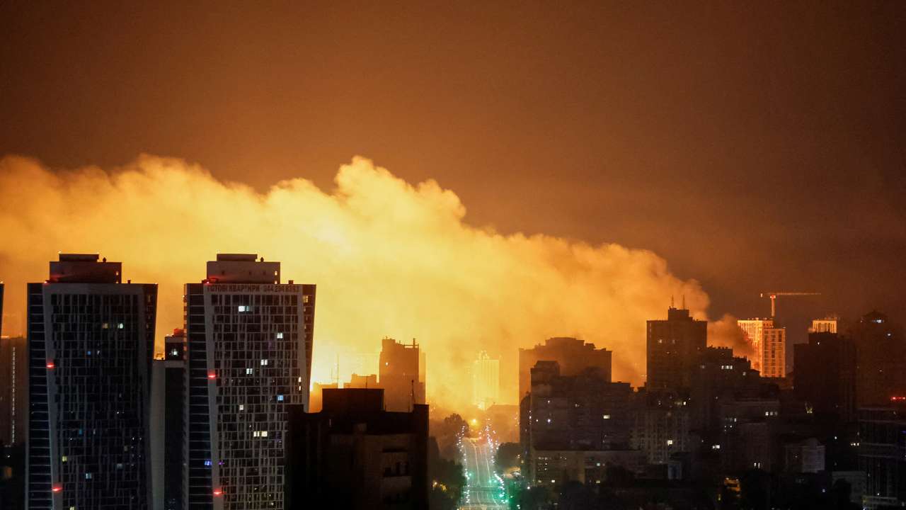 FILE PHOTO: Russian drone and missile strike in Kyiv