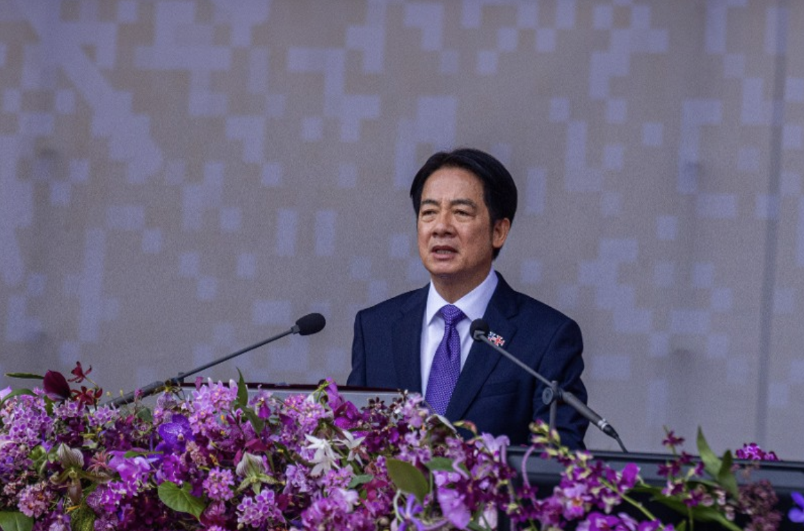 President Lai Ching-Te delivers a speech during Taiwan National Day on October 10, 2024 in Taipei, Taiwan.
