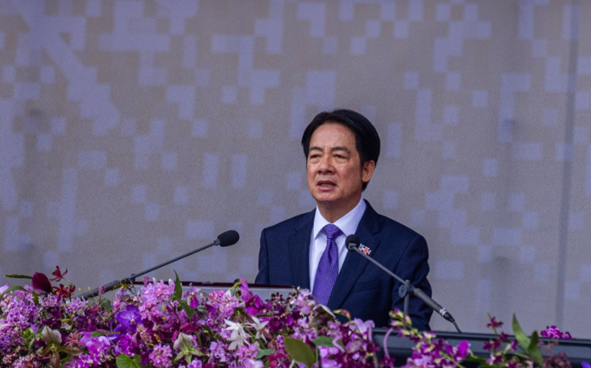 President Lai Ching-Te delivers a speech during Taiwan National Day on October 10, 2024 in Taipei, Taiwan.