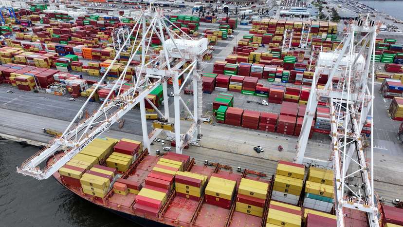 Containers at Port of Baltimore on the day U.S. President Trump is set to announce new tariffs