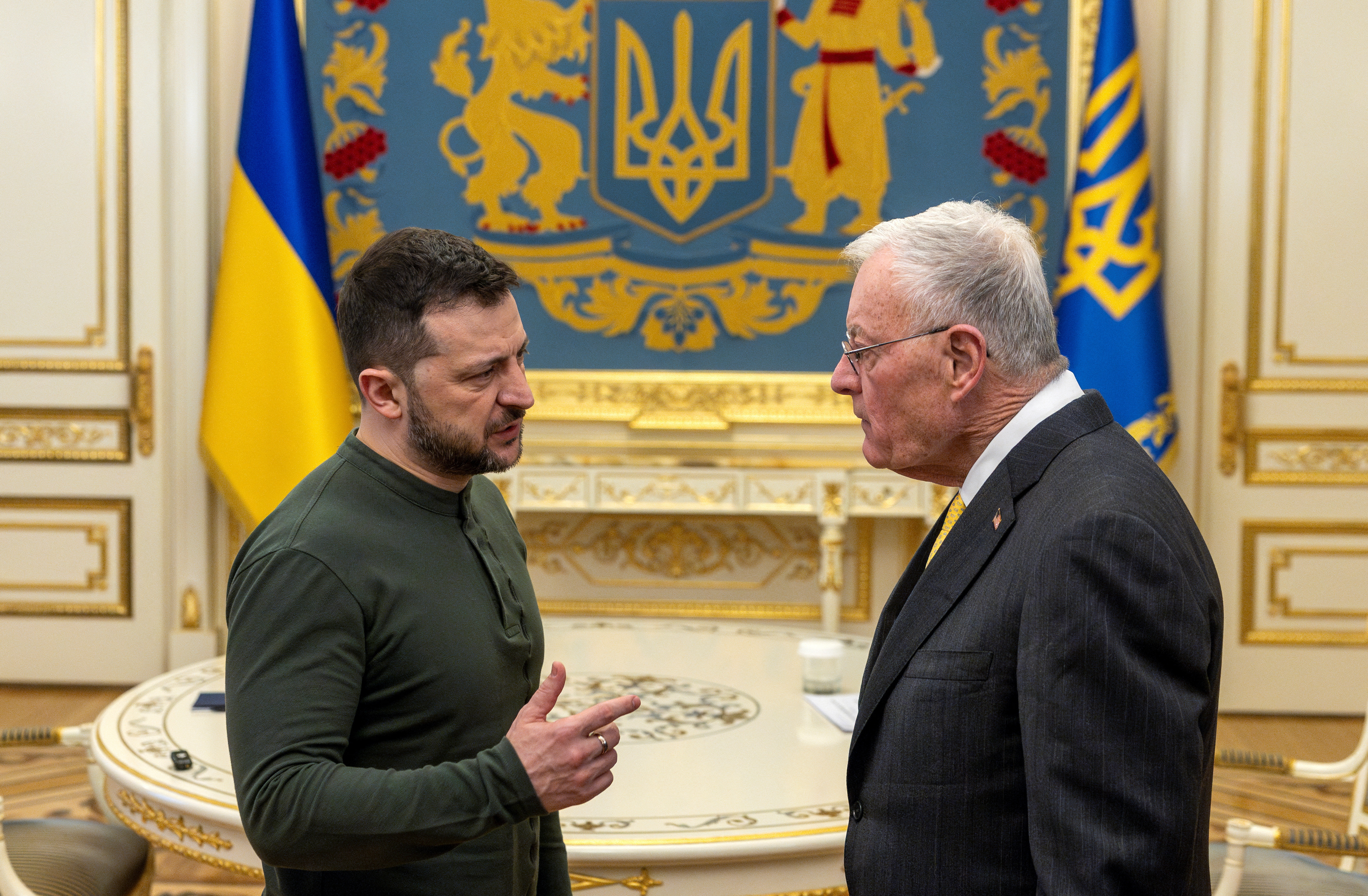 Ukrainian President Volodymyr Zelenskiy meets U.S. Special Envoy to Ukraine and Russia Keith Kellogg, amid Russia's attack on Ukraine, in Kyiv