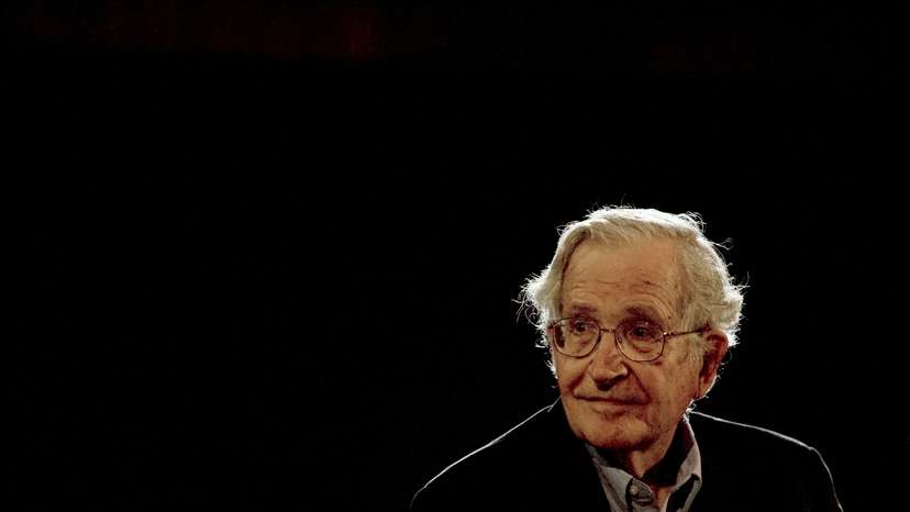 FILE PHOTO: U.S. linguist and philosopher Noam Chomsky pauses while addressing the audience at the National Autonomous University's Educational Investigation Institute (UNAM) in Mexico City