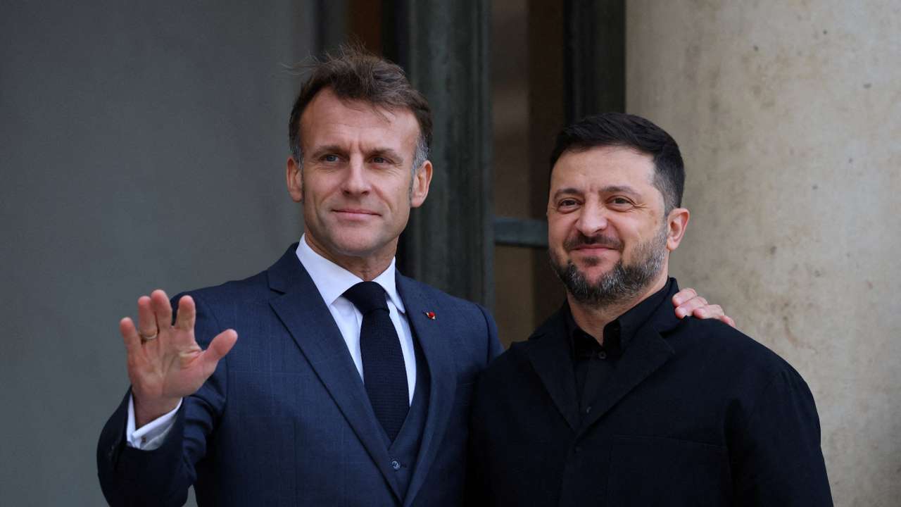 FILE PHOTO: France's Macron meets Ukraine's Zelenskiy at the Elysee Palace in Paris