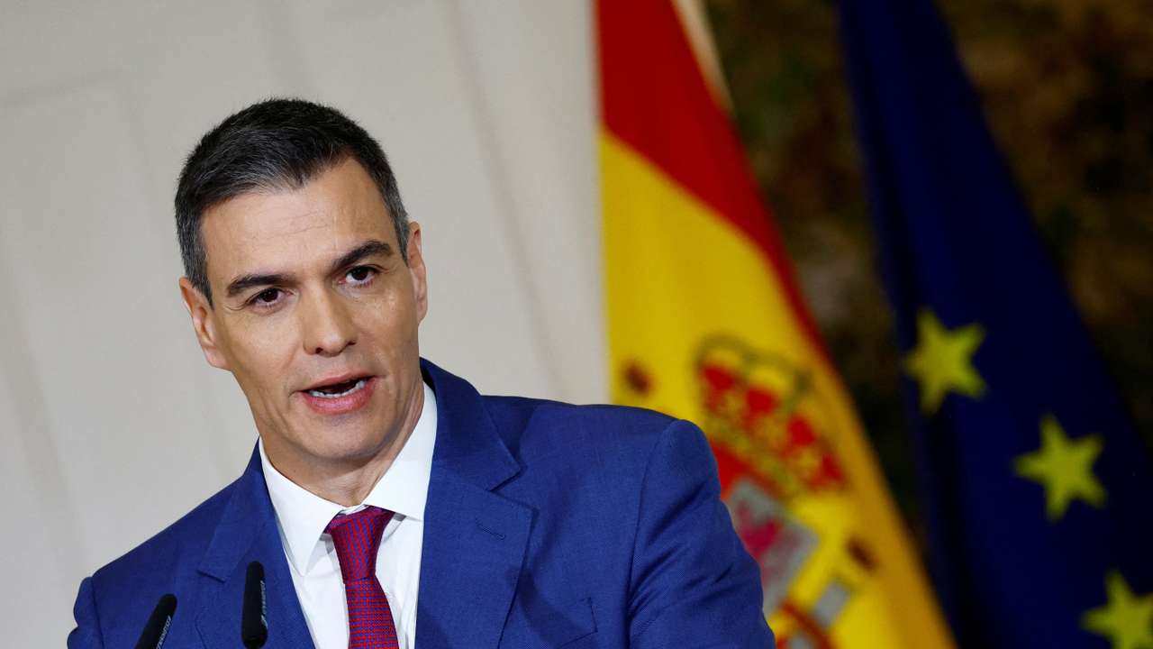 FILE PHOTO: Spain's PM Sanchez delivers news conference at Moncloa Palace, Madrid
