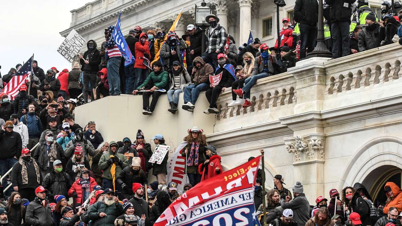 FILE PHOTO: Trump supporters protest during a Stop the Steal rally at the U.S. Capitol