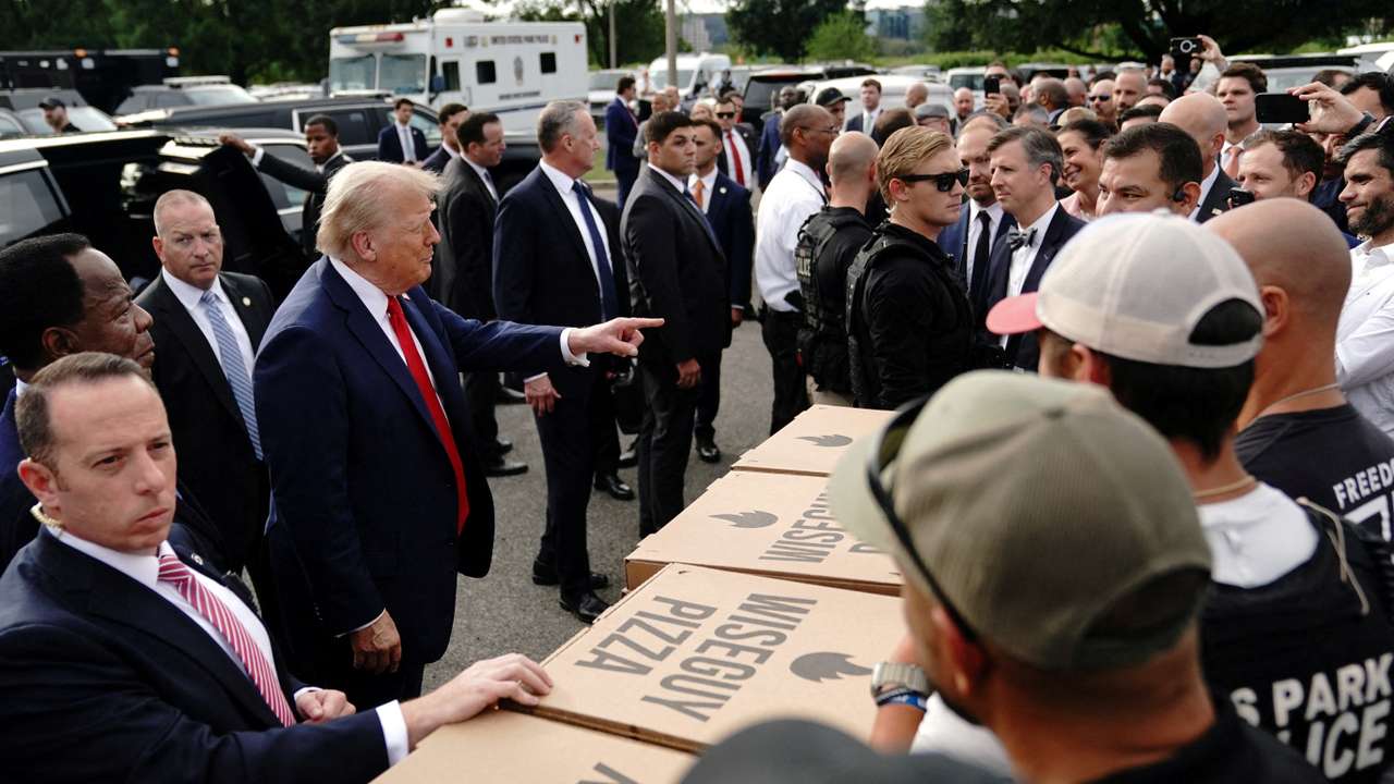 U.S. President Trump speaks at U.S. Park Police Anacostia Operations Facility in Washington
