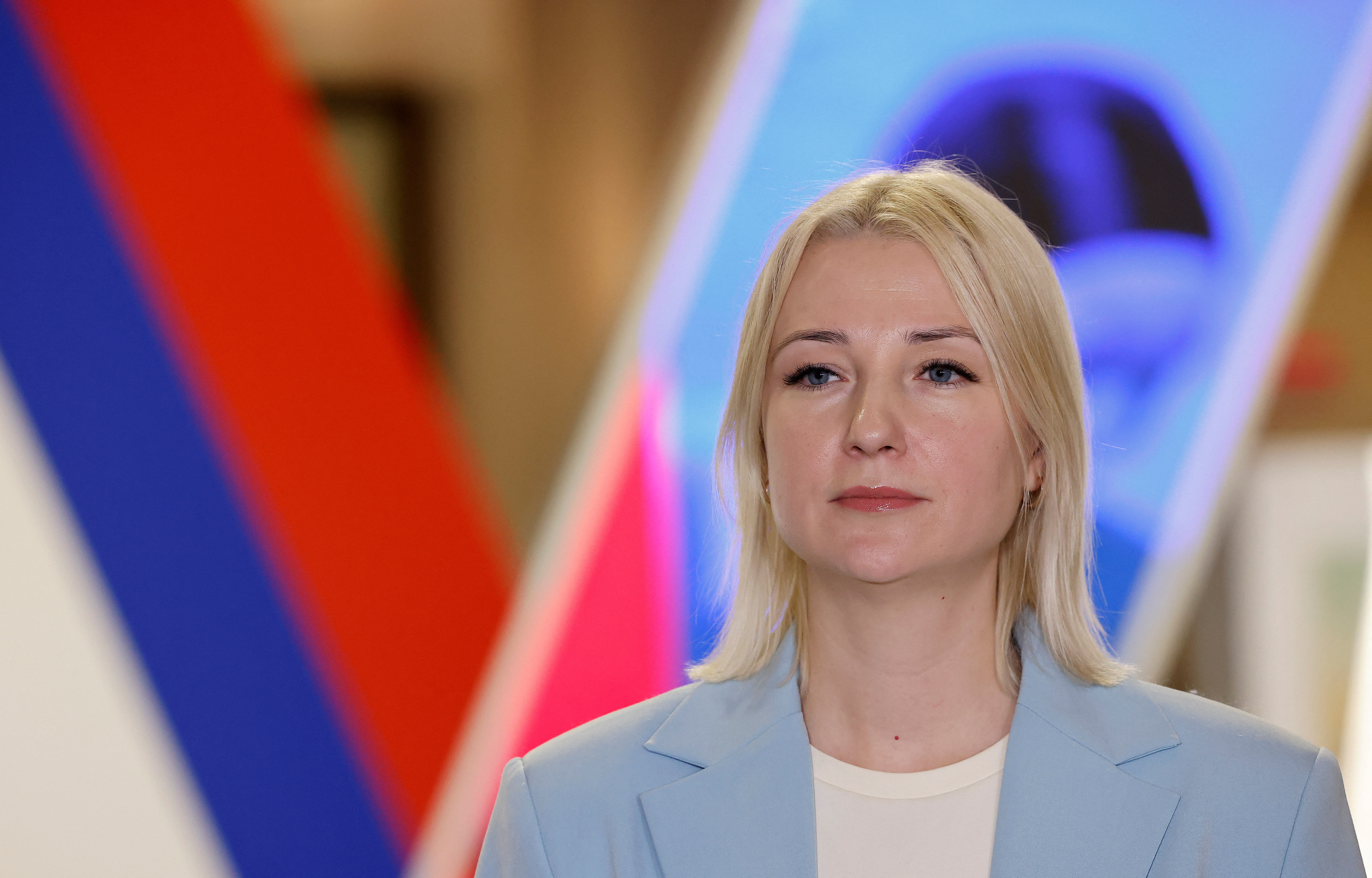 Yekaterina Duntsova, former journalist who plans to run for Russian president in 2024, visits election commission office in Moscow