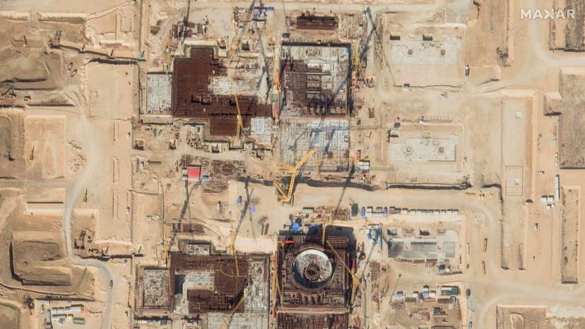 A satellite image shows new reactors under construction at the Bushehr site in Iran