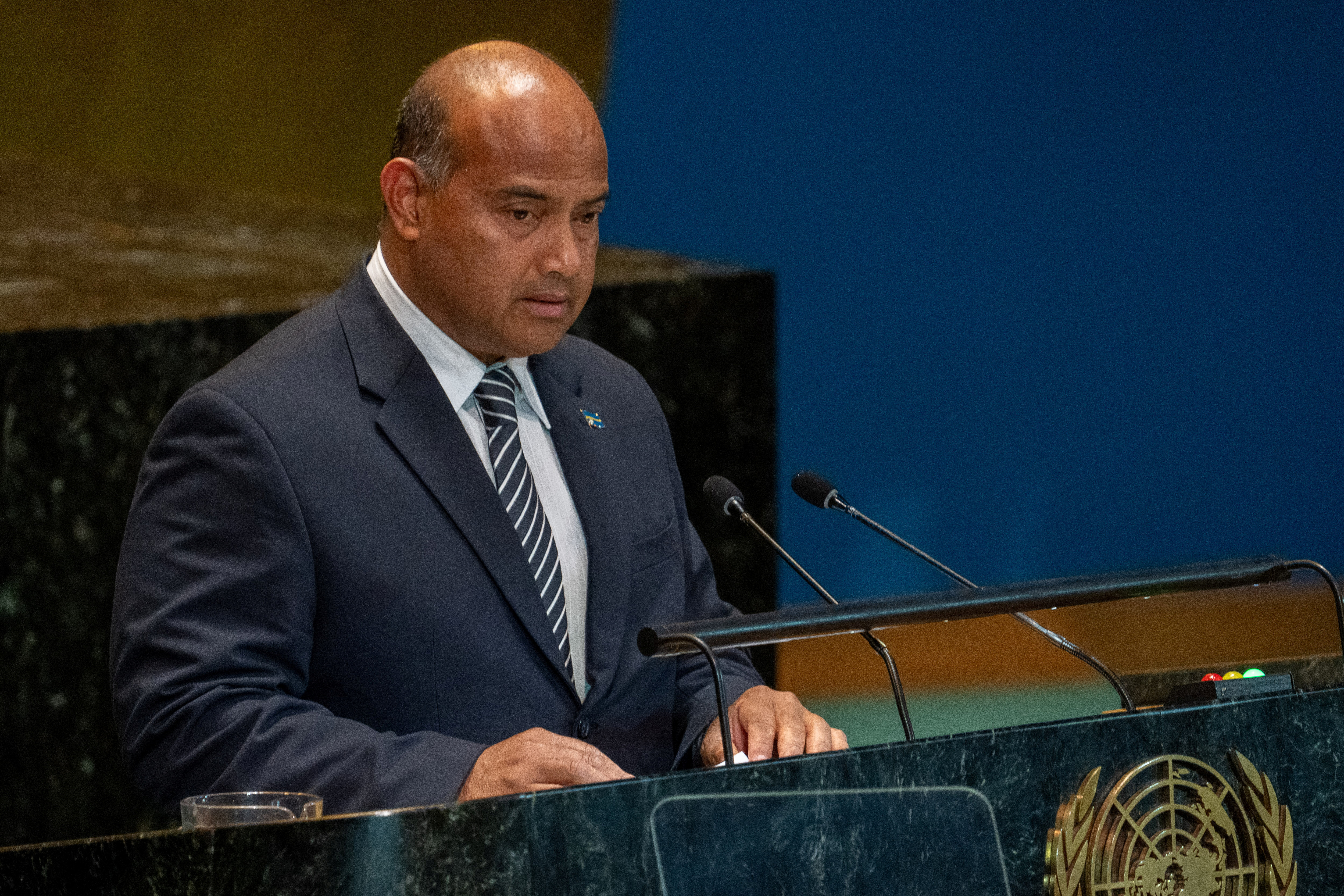 FILE PHOTO: President of Nauru David Adeang addresses the  "Summit of the Future"  in the General Assembly hall at United Nations headquarters in New York City