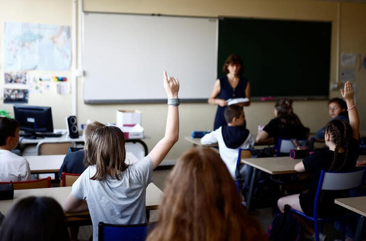 FILE PHOTO: The first day of the new school year after summer break in France