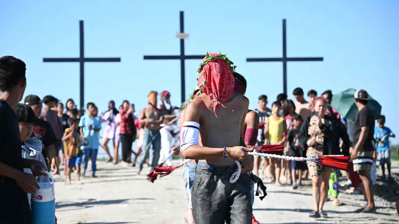 Filipino flagellating during Holy Week