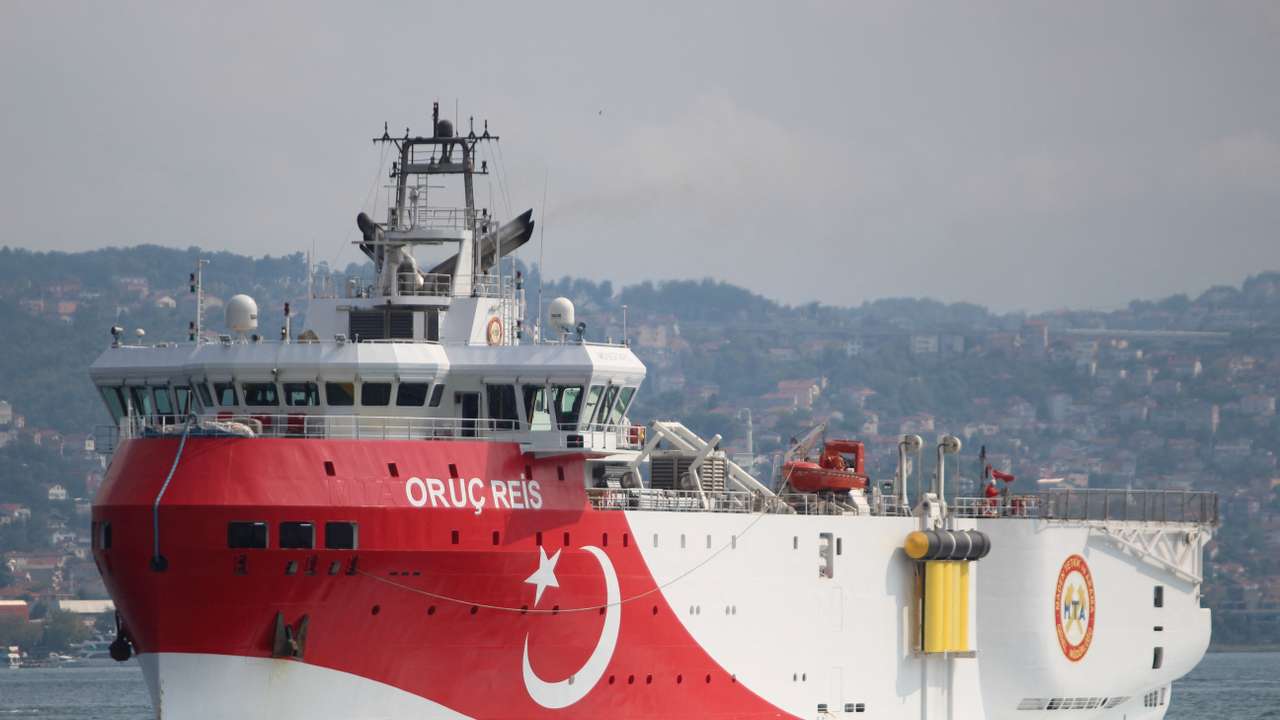 FILE PHOTO: Turkish seismic research vessel Oruc Reis sails in the Bosphorus in Istanbul