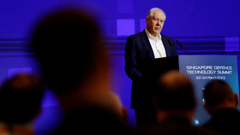 FILE PHOTO: U.S Secretary of the Air Force Frank Kendall speaks at the Singapore Defence Technology Summit in Singapore