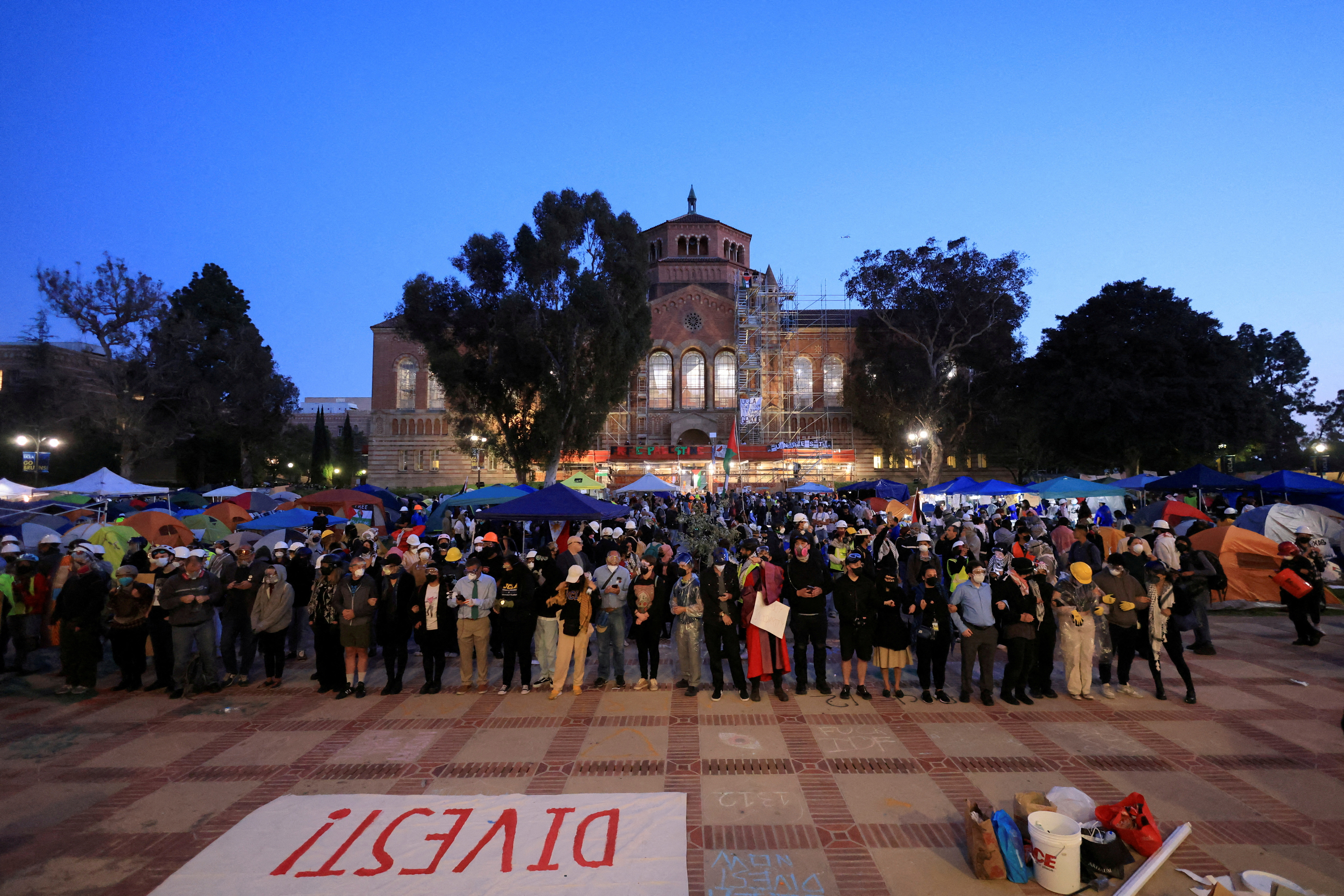 FILE PHOTO: Protesters gather at the University of California Los Angeles