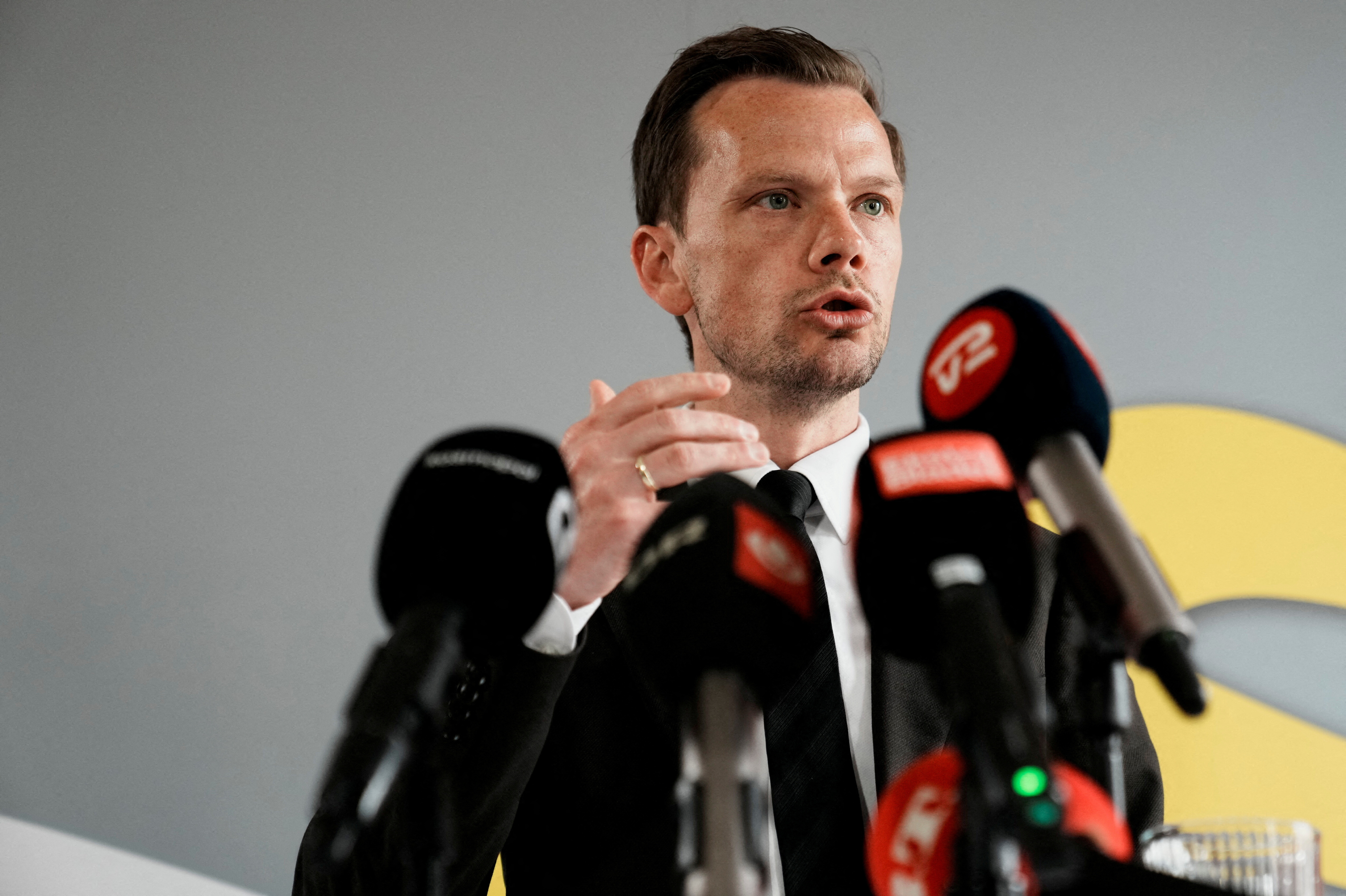 FILE PHOTO: Danish Justice Minister Hummelgaard attends press conference in Copenhagen