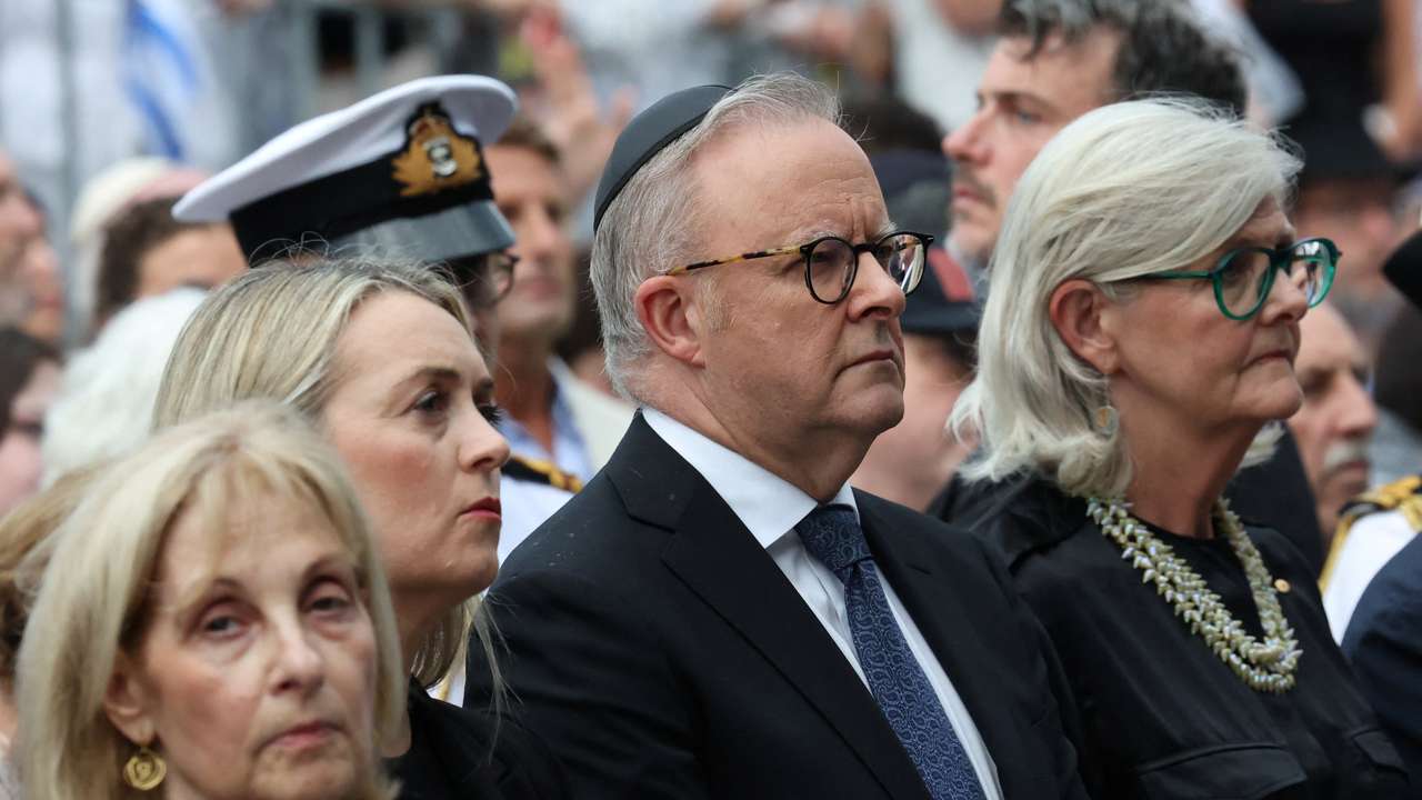 Australia’s Prime Minister Anthony Albanese attends the 'Light Over Darkness' vigil in Sydney