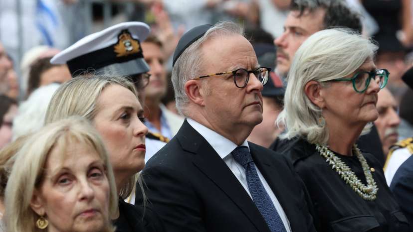 Australia’s Prime Minister Anthony Albanese attends the 'Light Over Darkness' vigil in Sydney